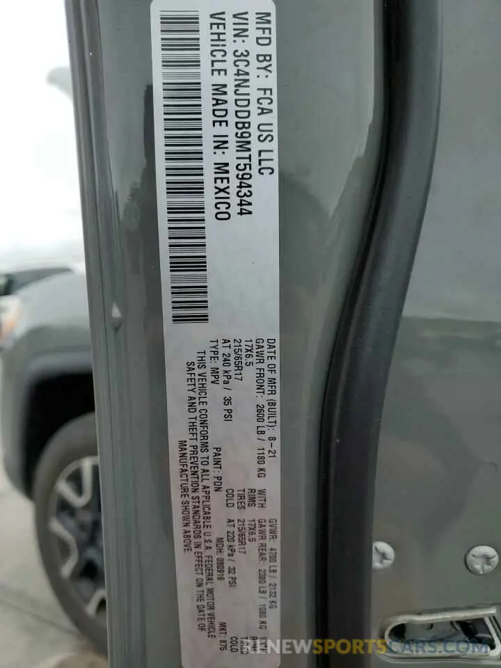 13 Photograph of a damaged car 3C4NJDDB9MT594344 JEEP COMPASS 2021