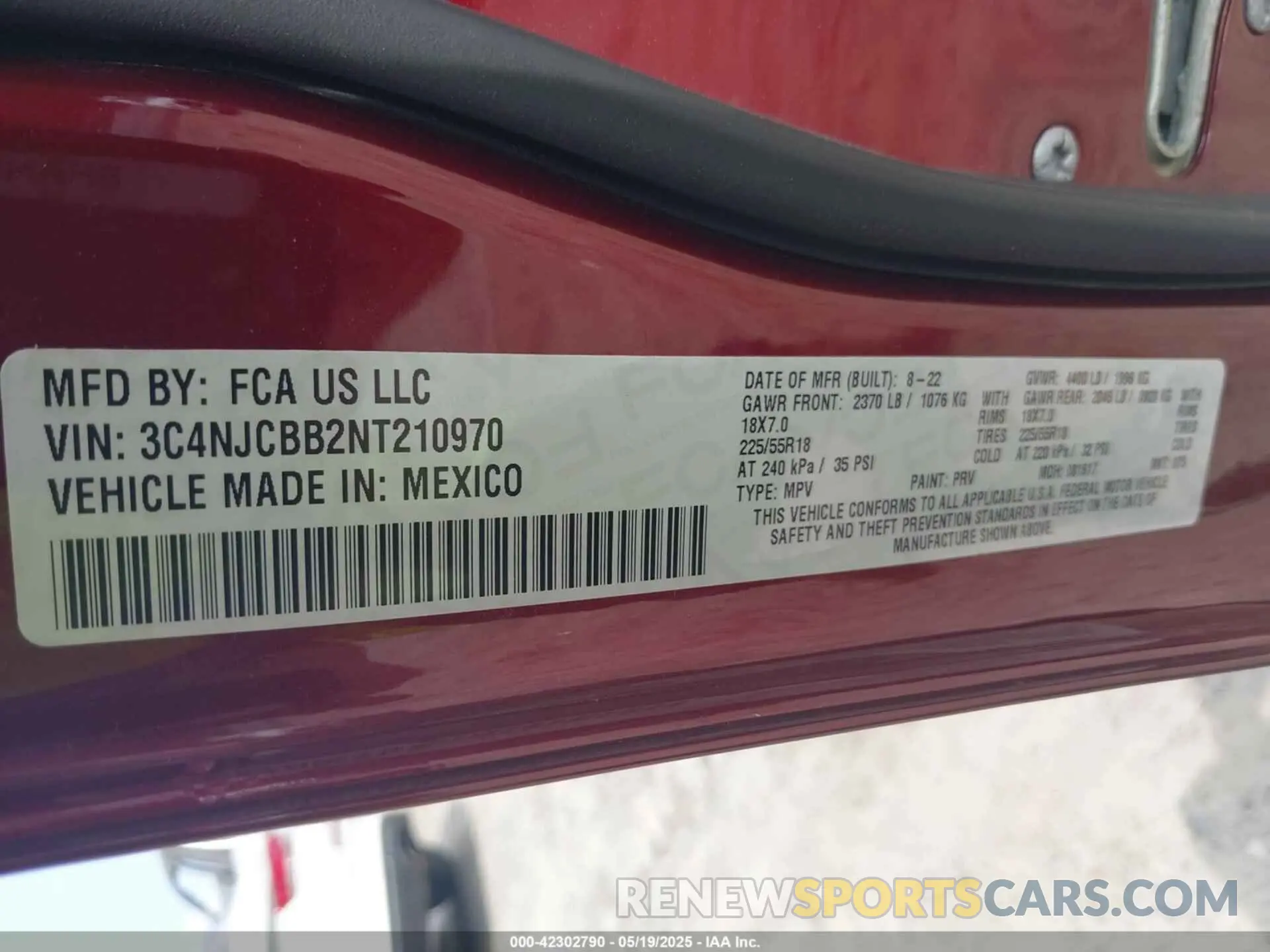 9 Photograph of a damaged car 3C4NJCBB2NT210970 JEEP COMPASS 2022