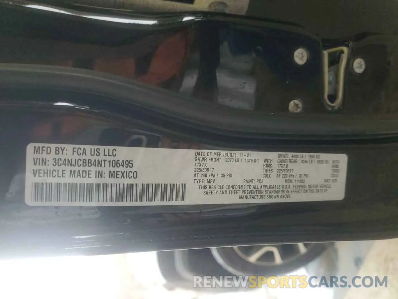 14 Photograph of a damaged car 3C4NJCBB4NT106495 JEEP COMPASS 2022