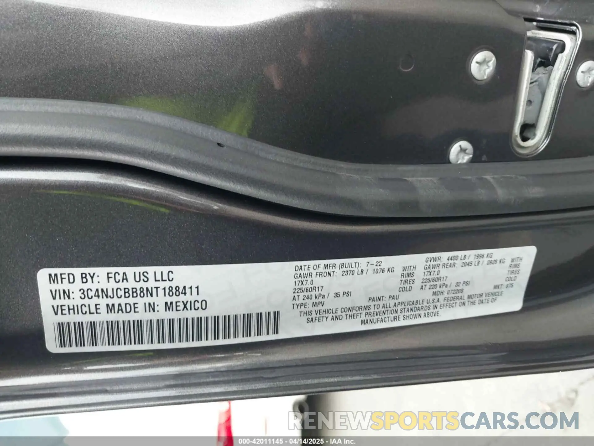 9 Photograph of a damaged car 3C4NJCBB8NT188411 JEEP COMPASS 2022