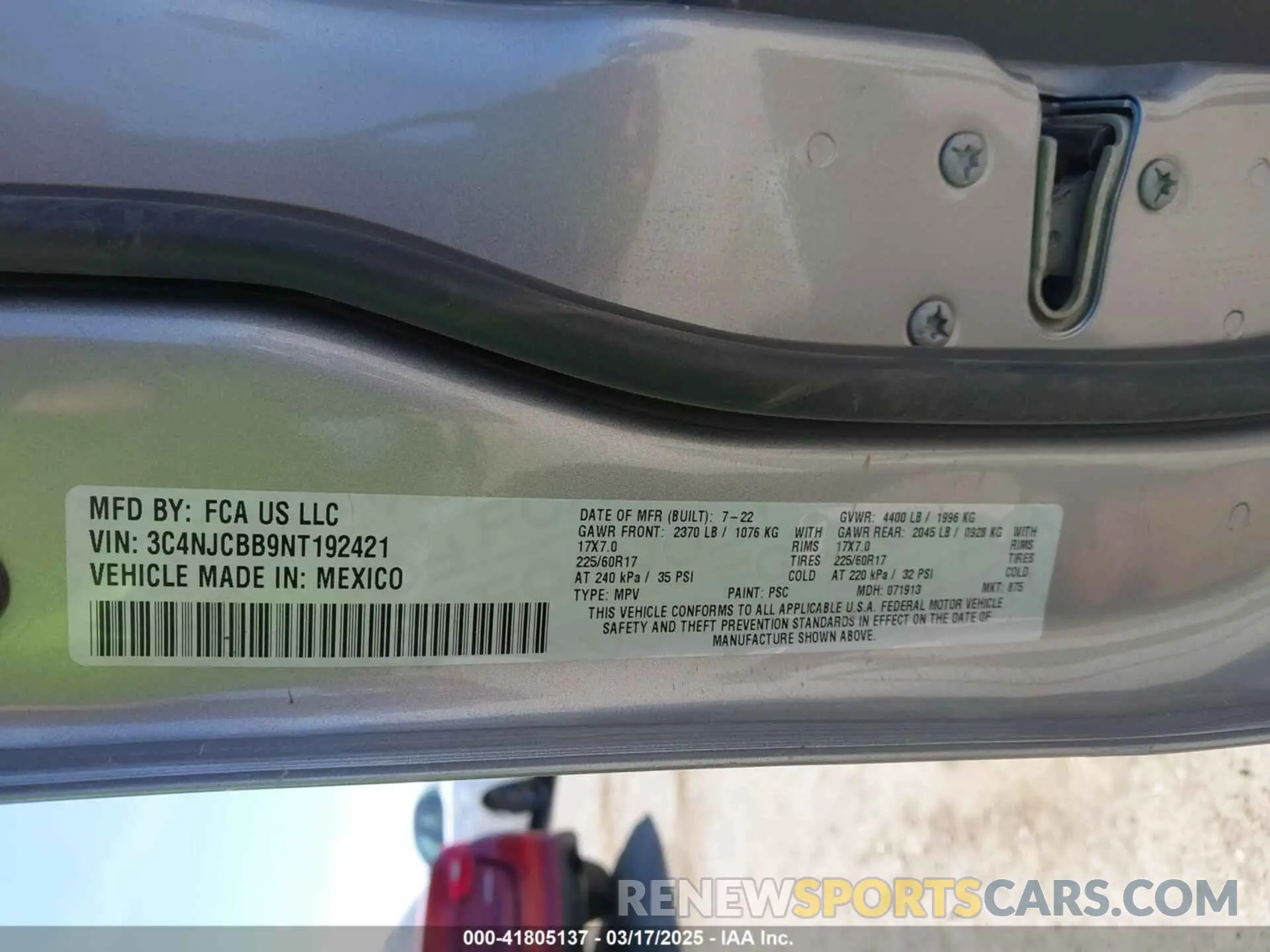 9 Photograph of a damaged car 3C4NJCBB9NT192421 JEEP COMPASS 2022