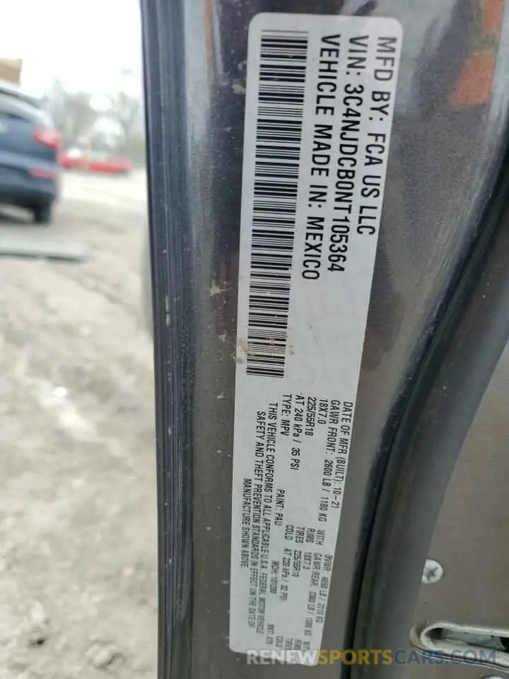 15 Photograph of a damaged car 3C4NJDCB0NT105364 JEEP COMPASS 2022