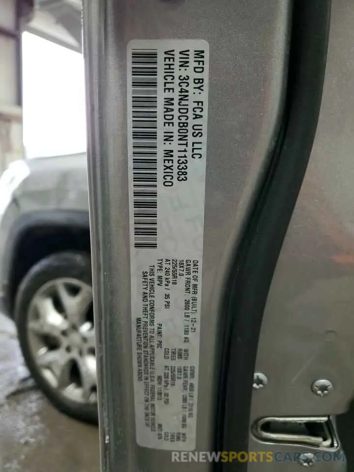 13 Photograph of a damaged car 3C4NJDCB0NT113383 JEEP COMPASS 2022