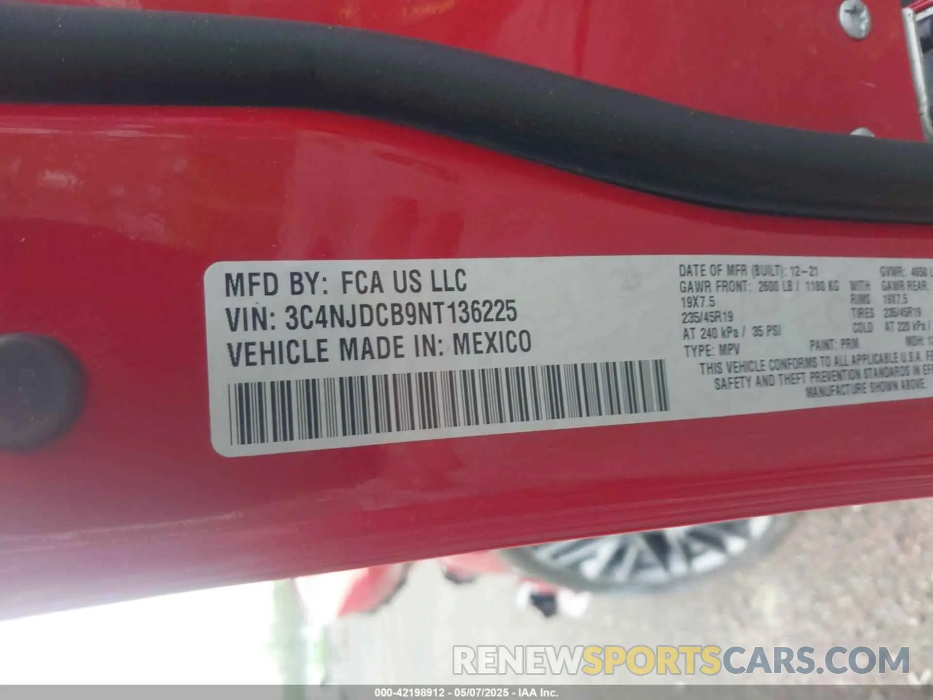 9 Photograph of a damaged car 3C4NJDCB9NT136225 JEEP COMPASS 2022
