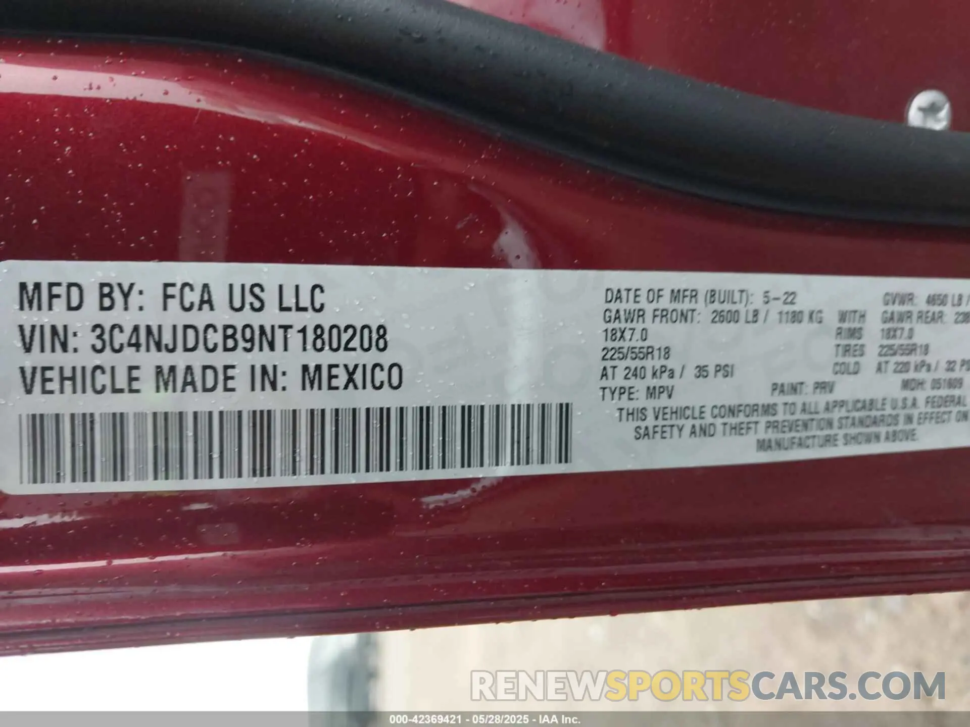 9 Photograph of a damaged car 3C4NJDCB9NT180208 JEEP COMPASS 2022