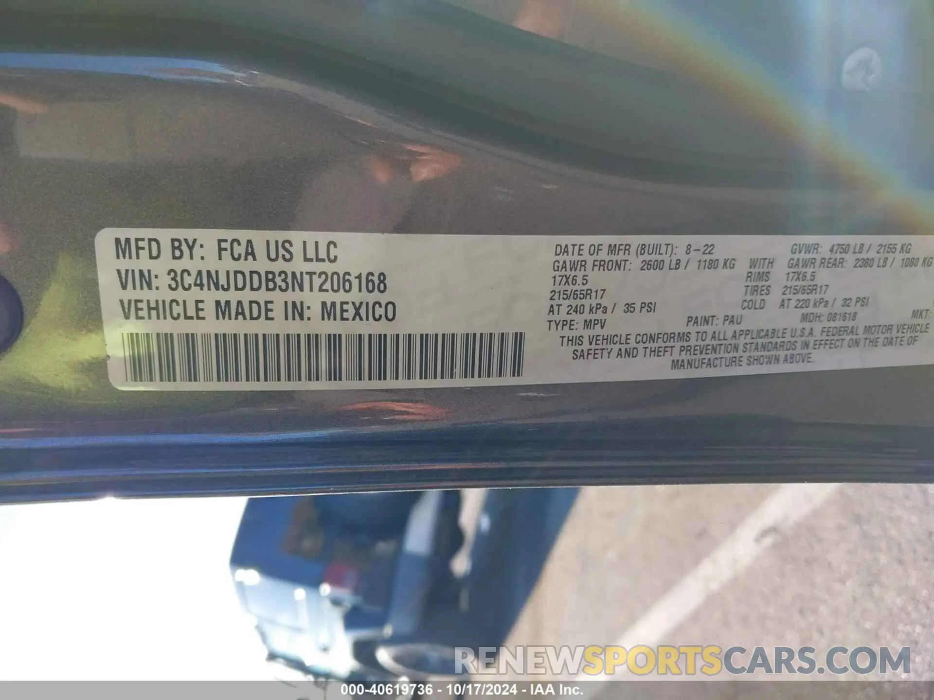 9 Photograph of a damaged car 3C4NJDDB3NT206168 JEEP COMPASS 2022