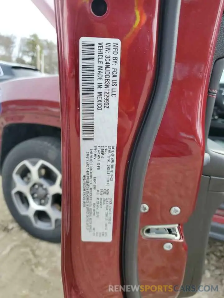 12 Photograph of a damaged car 3C4NJDDB3NT229952 JEEP COMPASS 2022