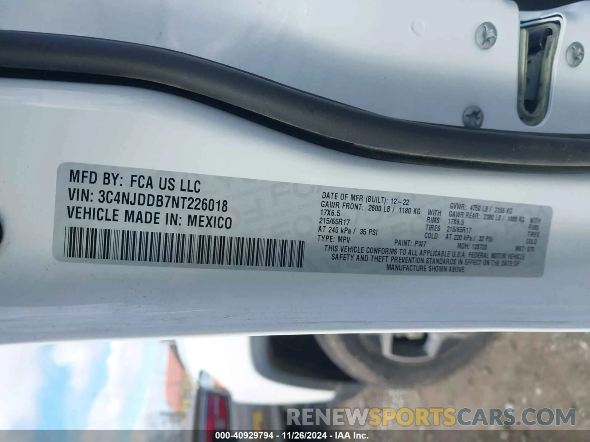 9 Photograph of a damaged car 3C4NJDDB7NT226018 JEEP COMPASS 2022