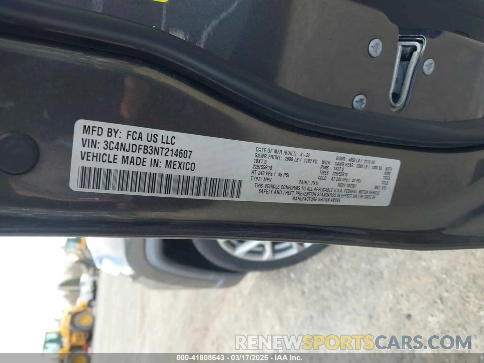9 Photograph of a damaged car 3C4NJDFB3NT214607 JEEP COMPASS 2022