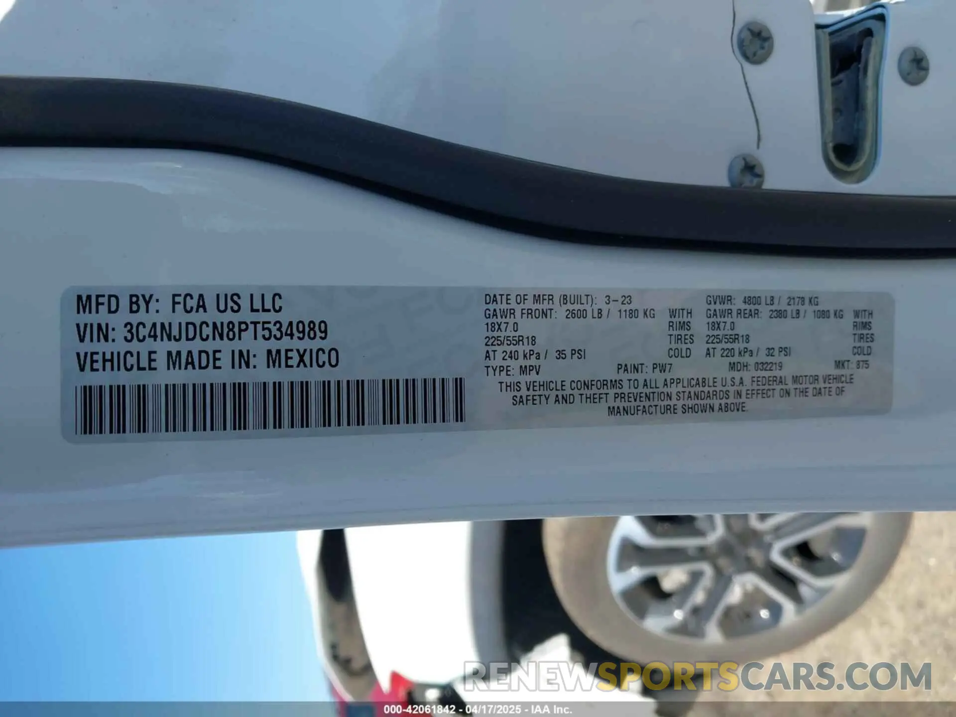 9 Photograph of a damaged car 3C4NJDCN8PT534989 JEEP COMPASS 2023