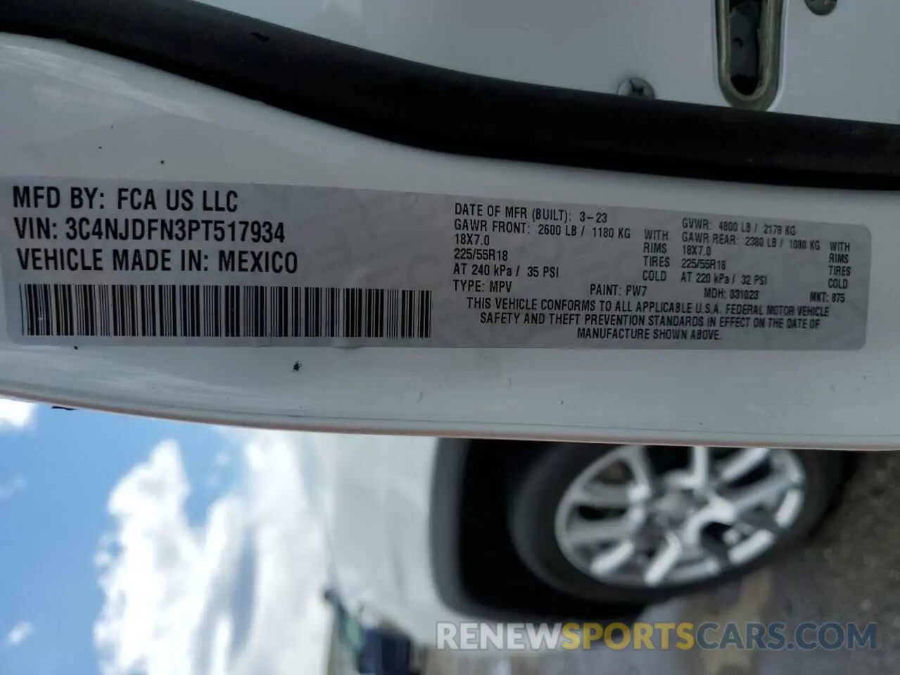 13 Photograph of a damaged car 3C4NJDFN3PT517934 JEEP COMPASS 2023