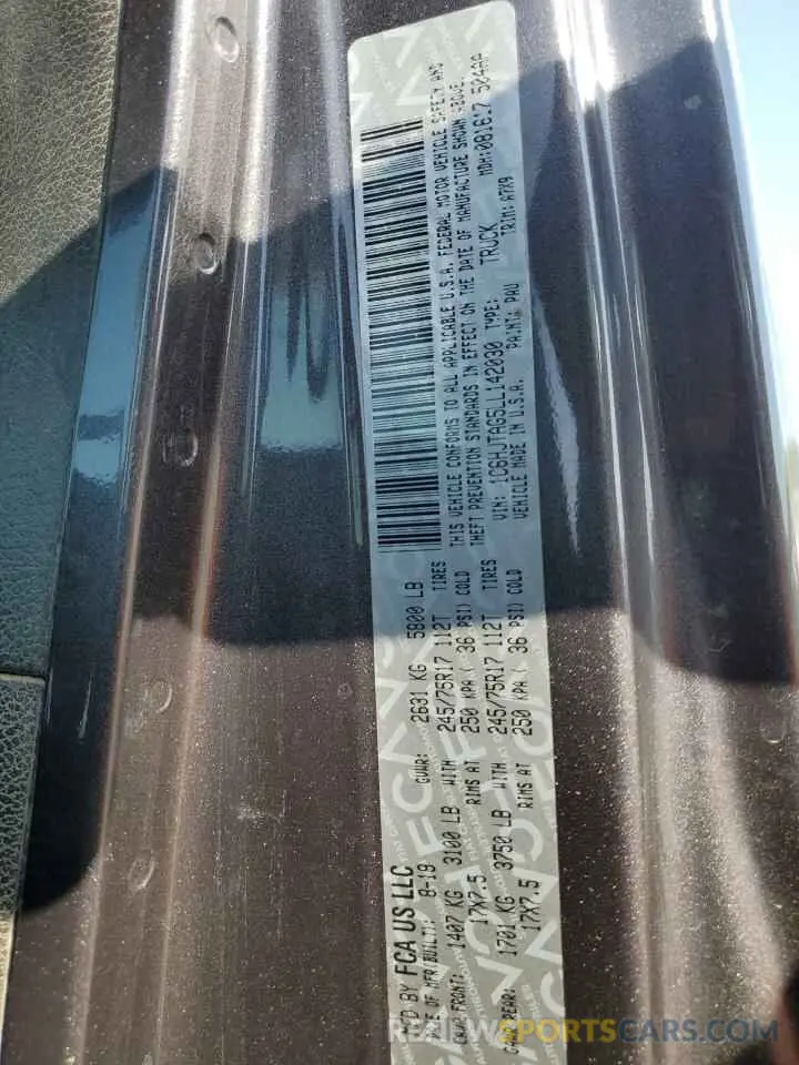 13 Photograph of a damaged car 1C6HJTAG5LL142030 JEEP GLADIATOR 2020