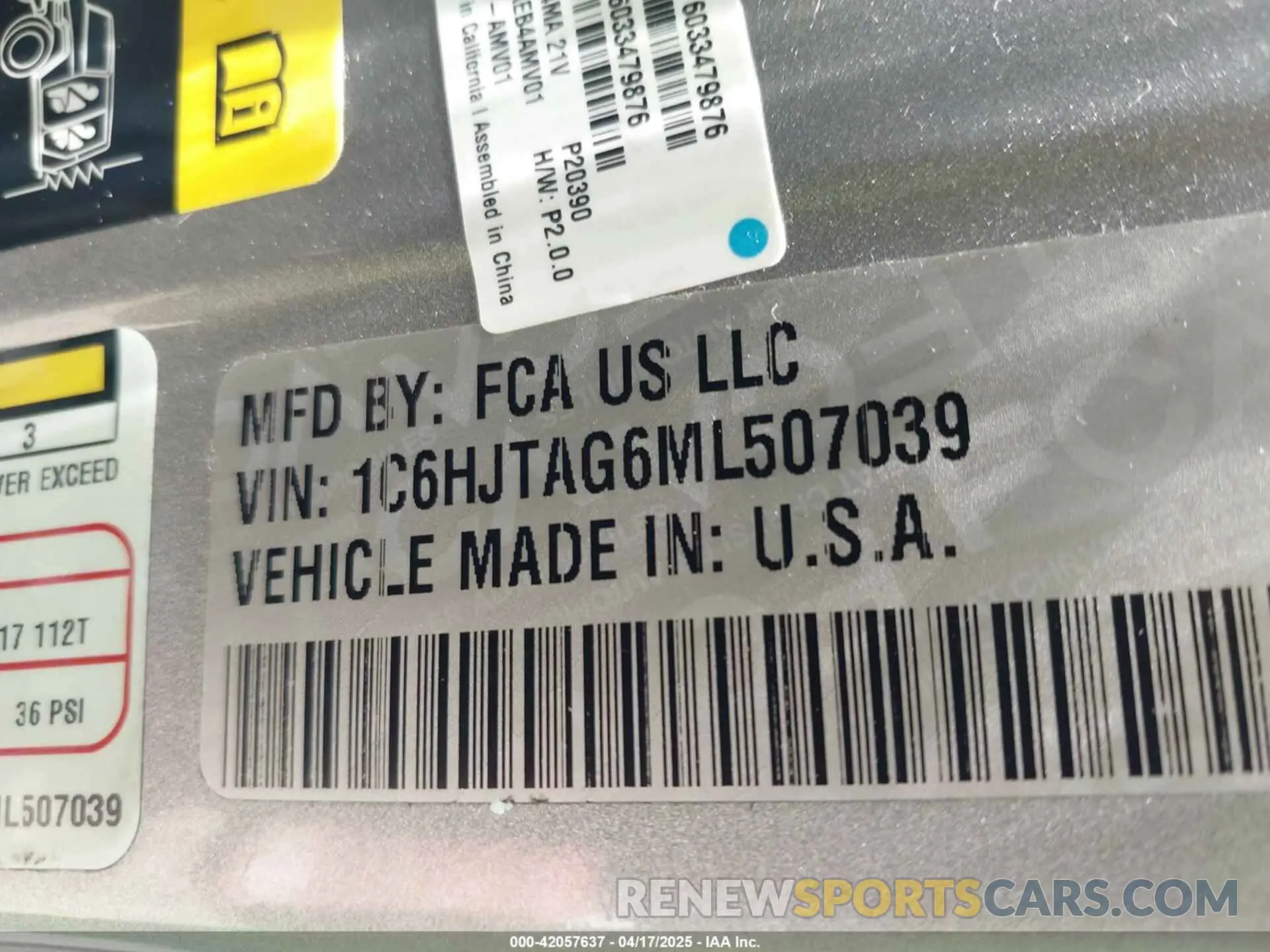 9 Photograph of a damaged car 1C6HJTAG6ML507039 JEEP GLADIATOR 2021