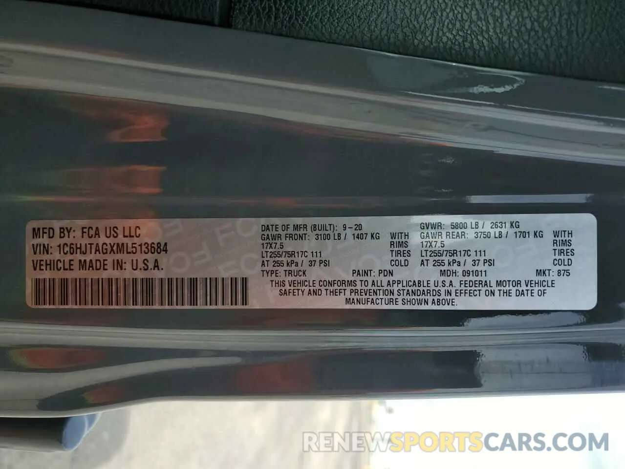 12 Photograph of a damaged car 1C6HJTAGXML513684 JEEP GLADIATOR 2021