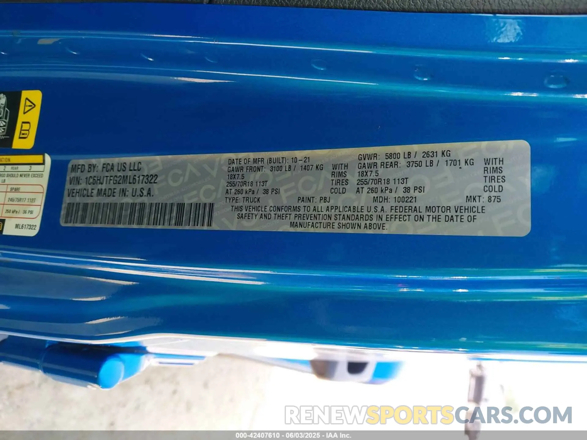 9 Photograph of a damaged car 1C6HJTFG2ML617322 JEEP GLADIATOR 2021