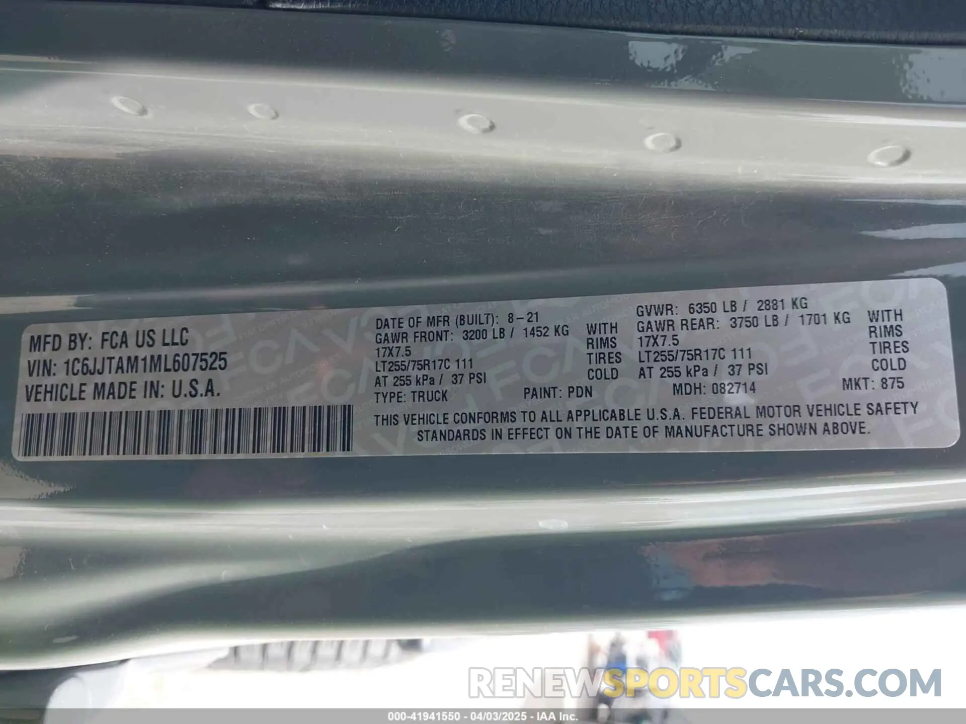 9 Photograph of a damaged car 1C6JJTAM1ML607525 JEEP GLADIATOR 2021
