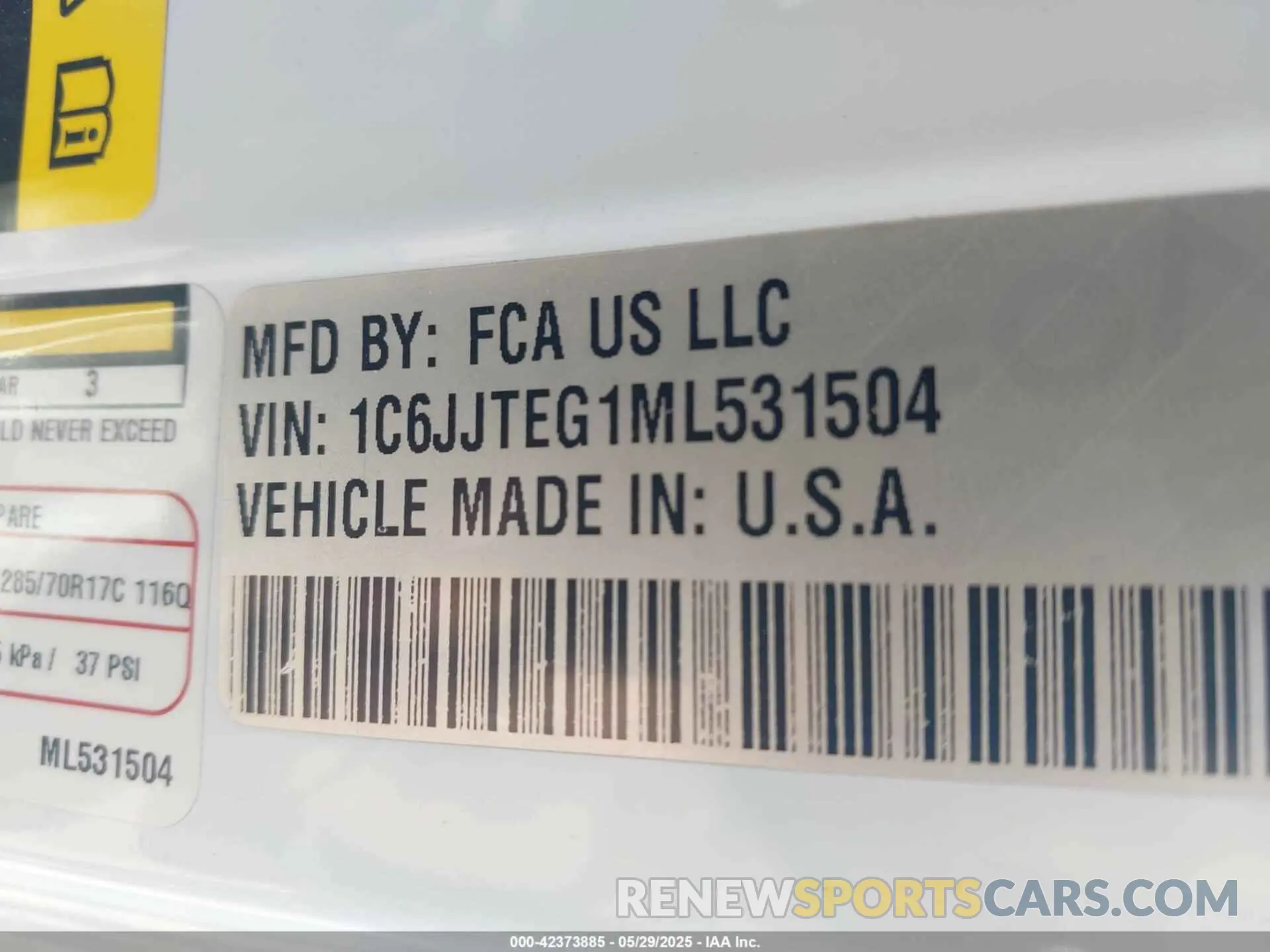 9 Photograph of a damaged car 1C6JJTEG1ML531504 JEEP GLADIATOR 2021