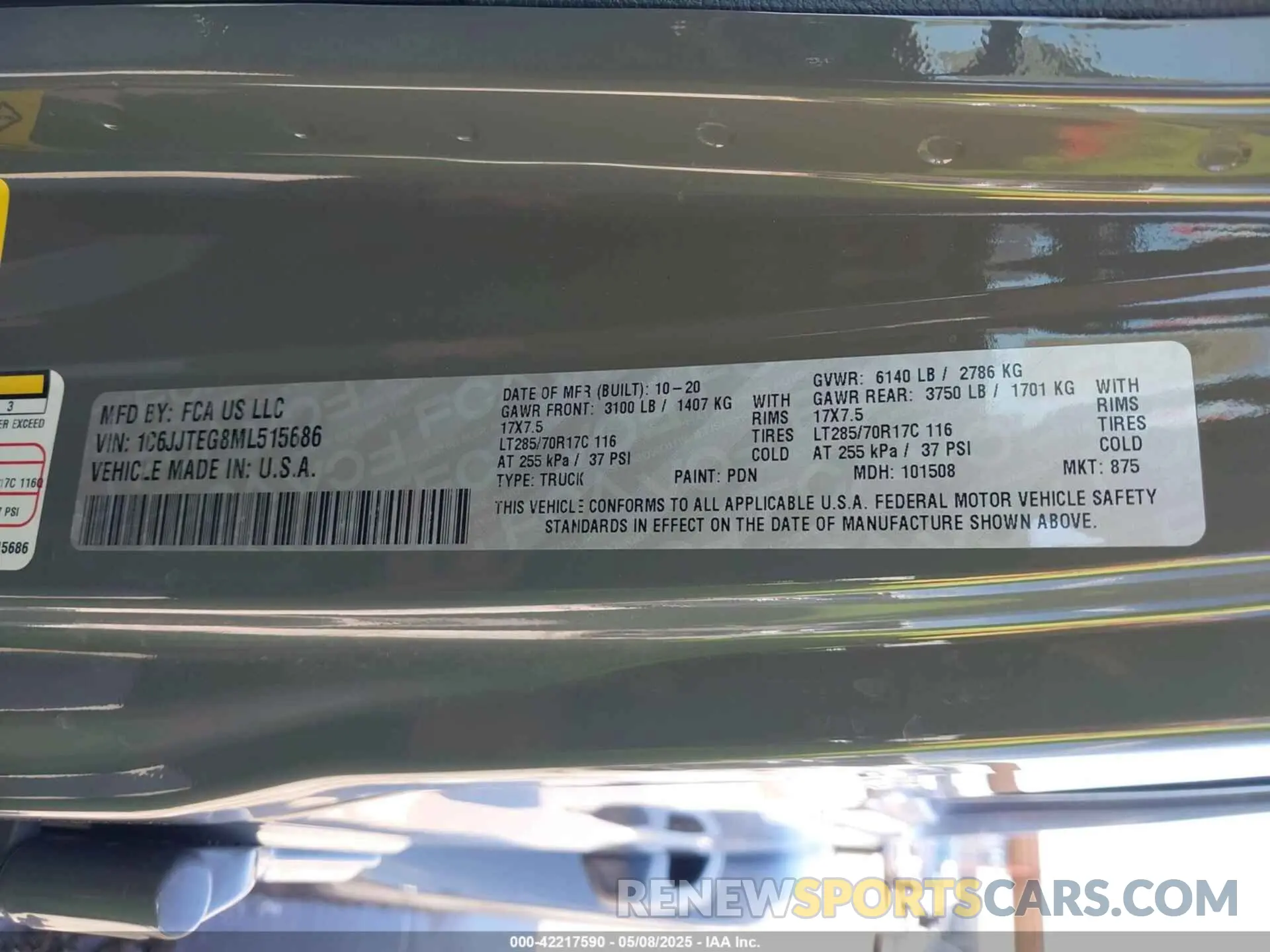 9 Photograph of a damaged car 1C6JJTEG8ML515686 JEEP GLADIATOR 2021
