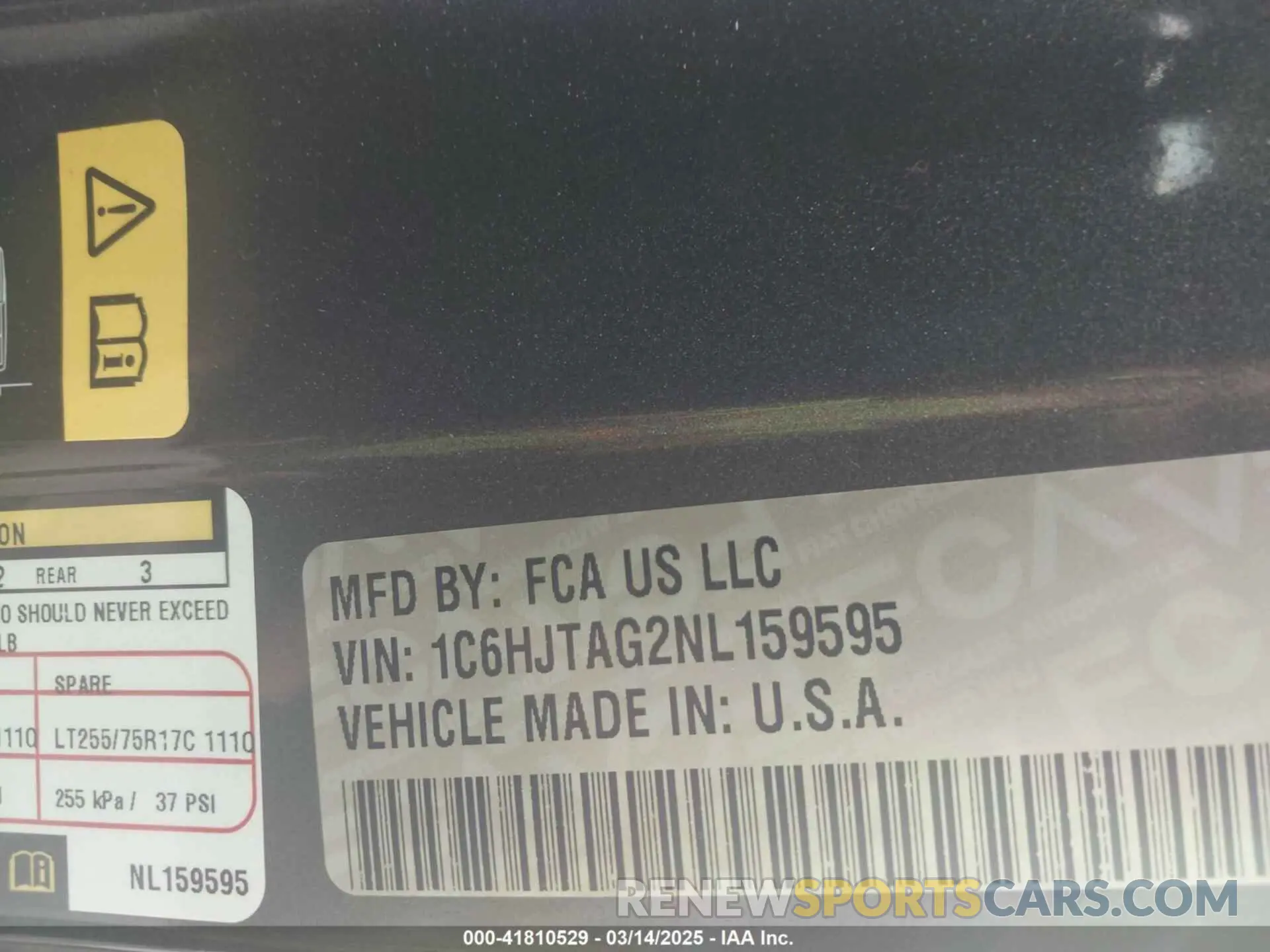 9 Photograph of a damaged car 1C6HJTAG2NL159595 JEEP GLADIATOR 2022