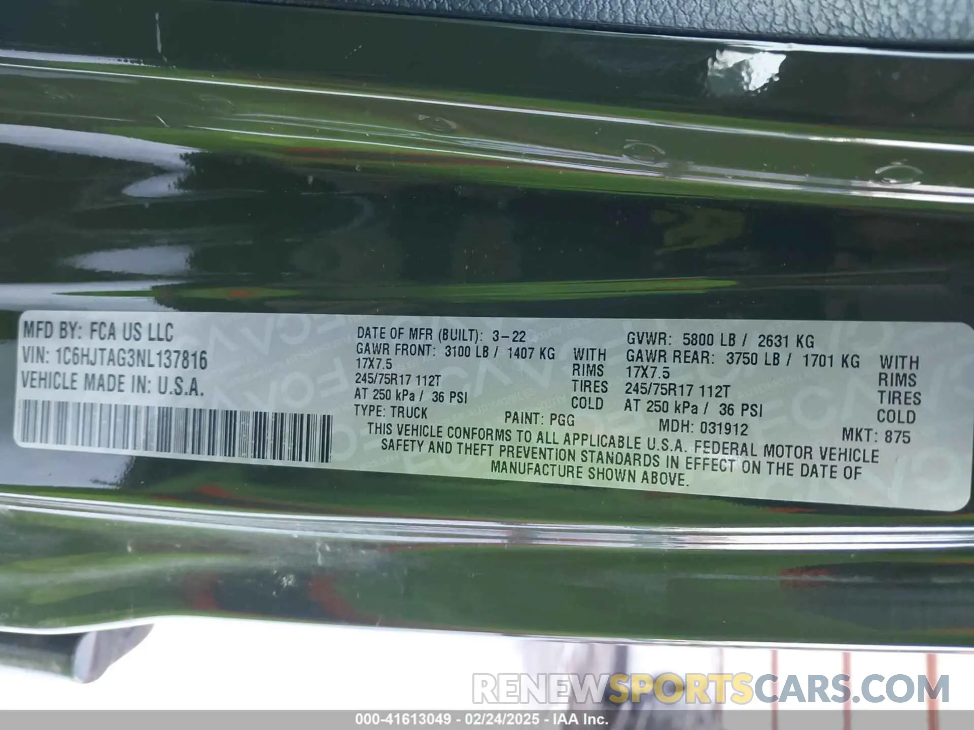 9 Photograph of a damaged car 1C6HJTAG3NL137816 JEEP GLADIATOR 2022