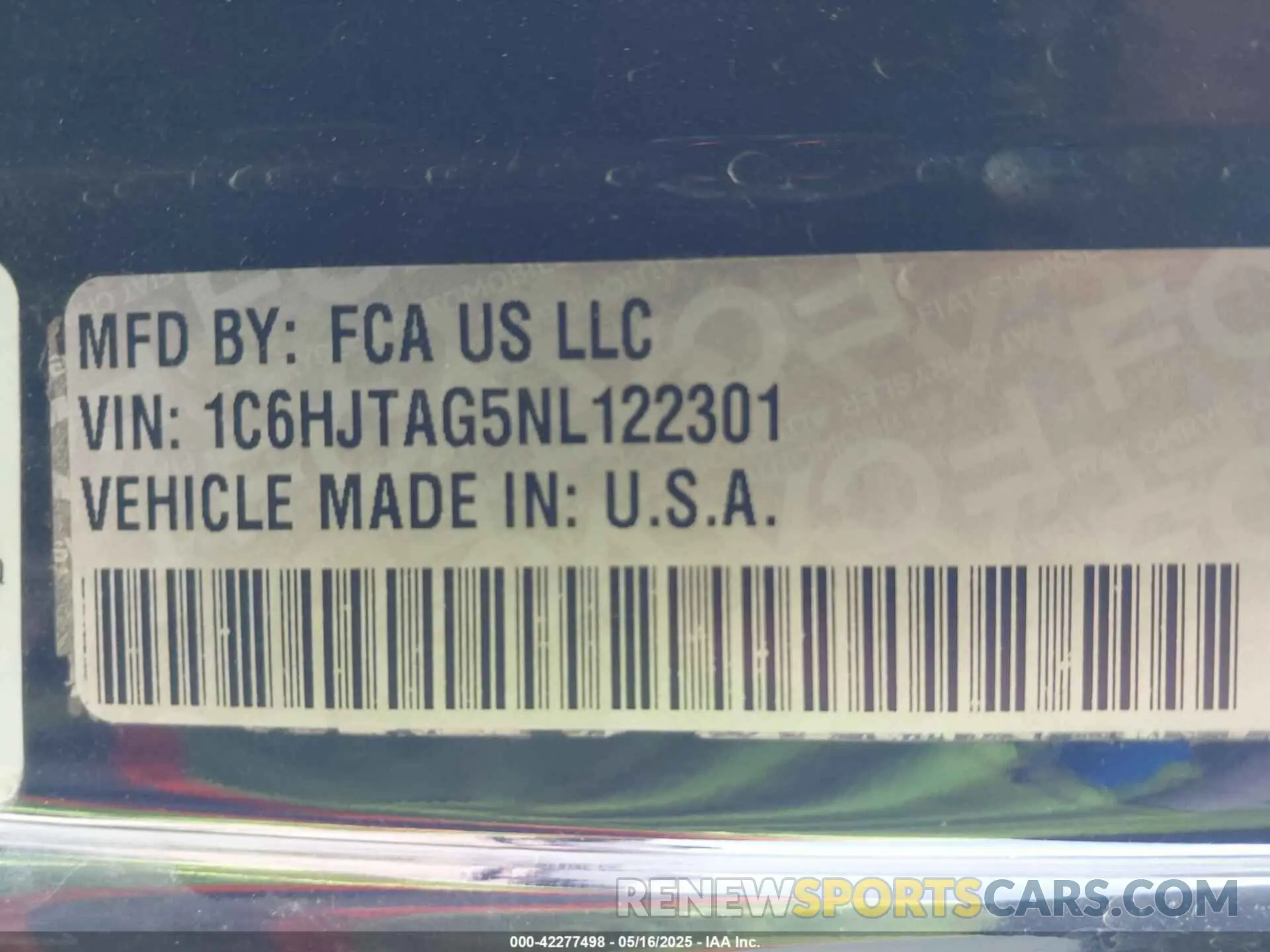 9 Photograph of a damaged car 1C6HJTAG5NL122301 JEEP GLADIATOR 2022
