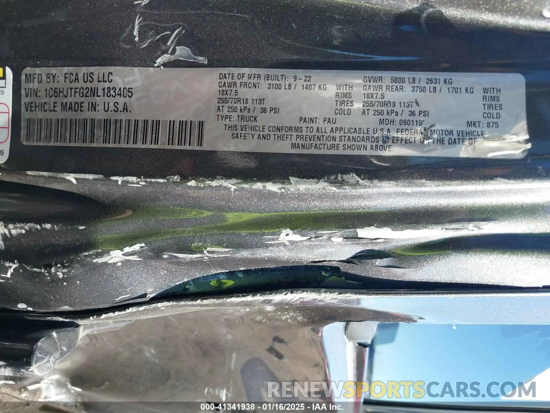 9 Photograph of a damaged car 1C6HJTFG2NL183405 JEEP GLADIATOR 2022
