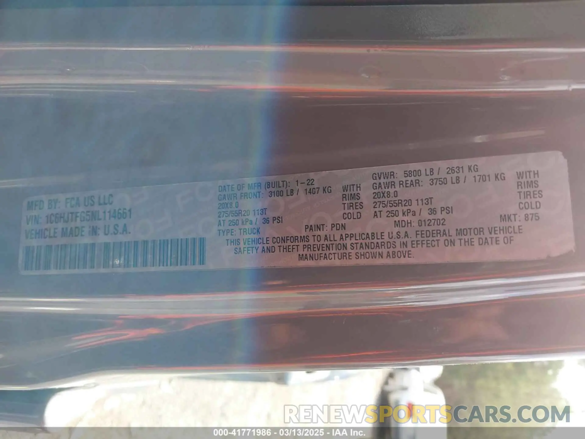 9 Photograph of a damaged car 1C6HJTFG5NL114661 JEEP GLADIATOR 2022