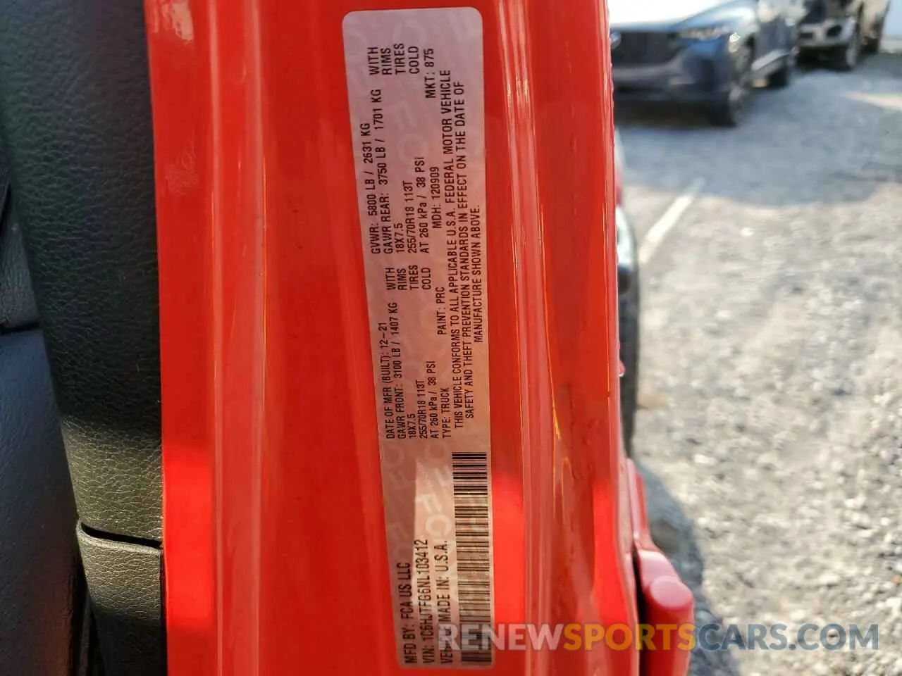 12 Photograph of a damaged car 1C6HJTFG6NL103412 JEEP GLADIATOR 2022