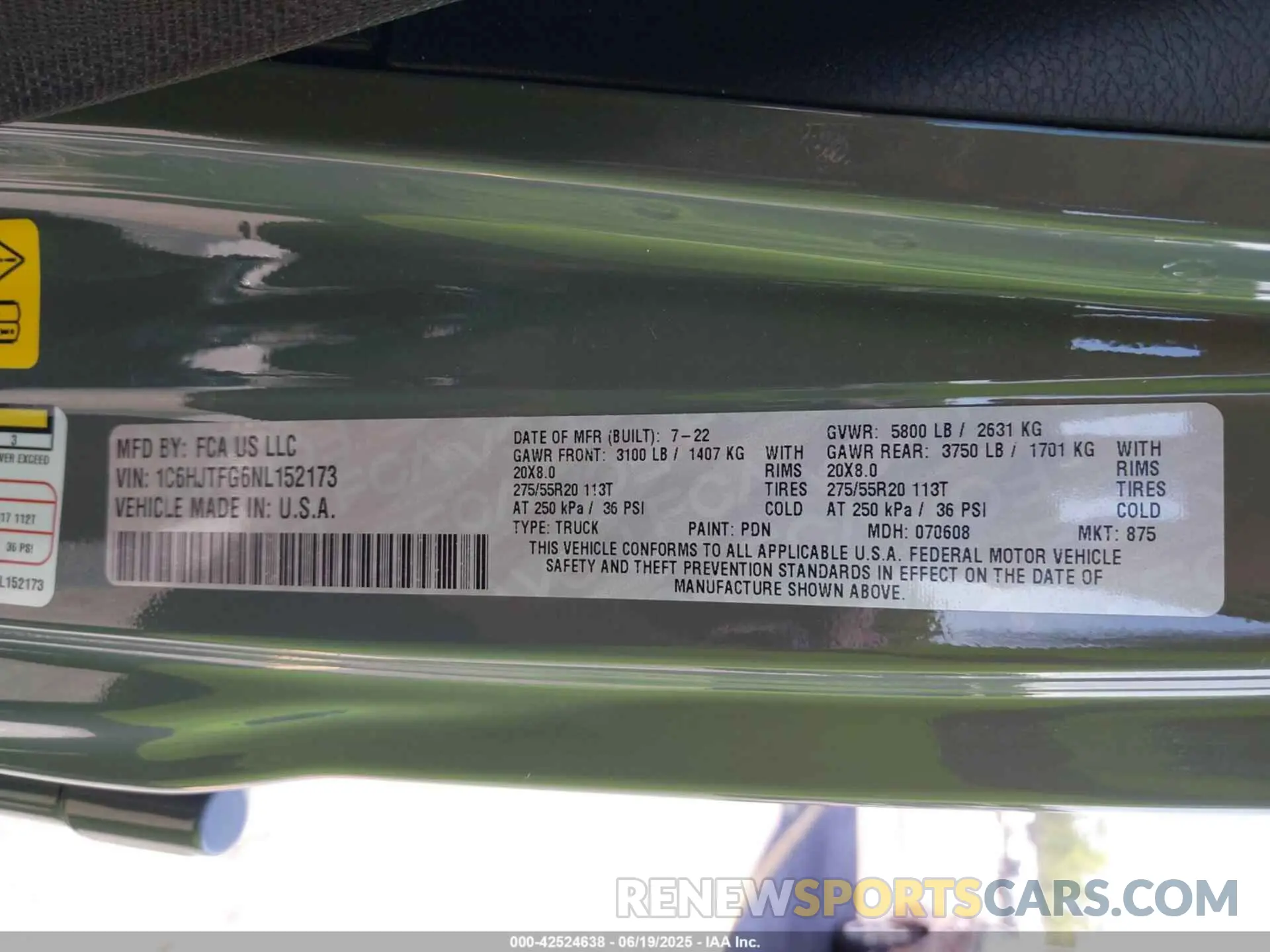 9 Photograph of a damaged car 1C6HJTFG6NL152173 JEEP GLADIATOR 2022