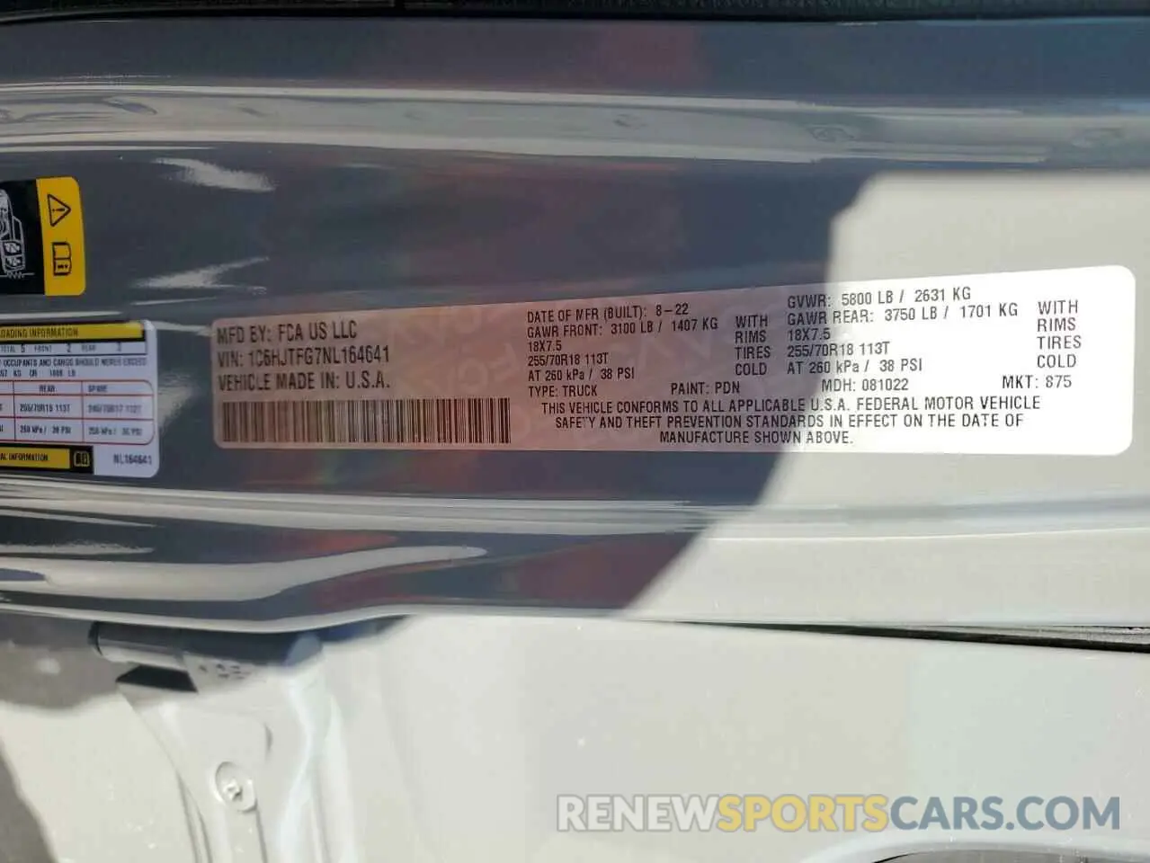 15 Photograph of a damaged car 1C6HJTFG7NL164641 JEEP GLADIATOR 2022