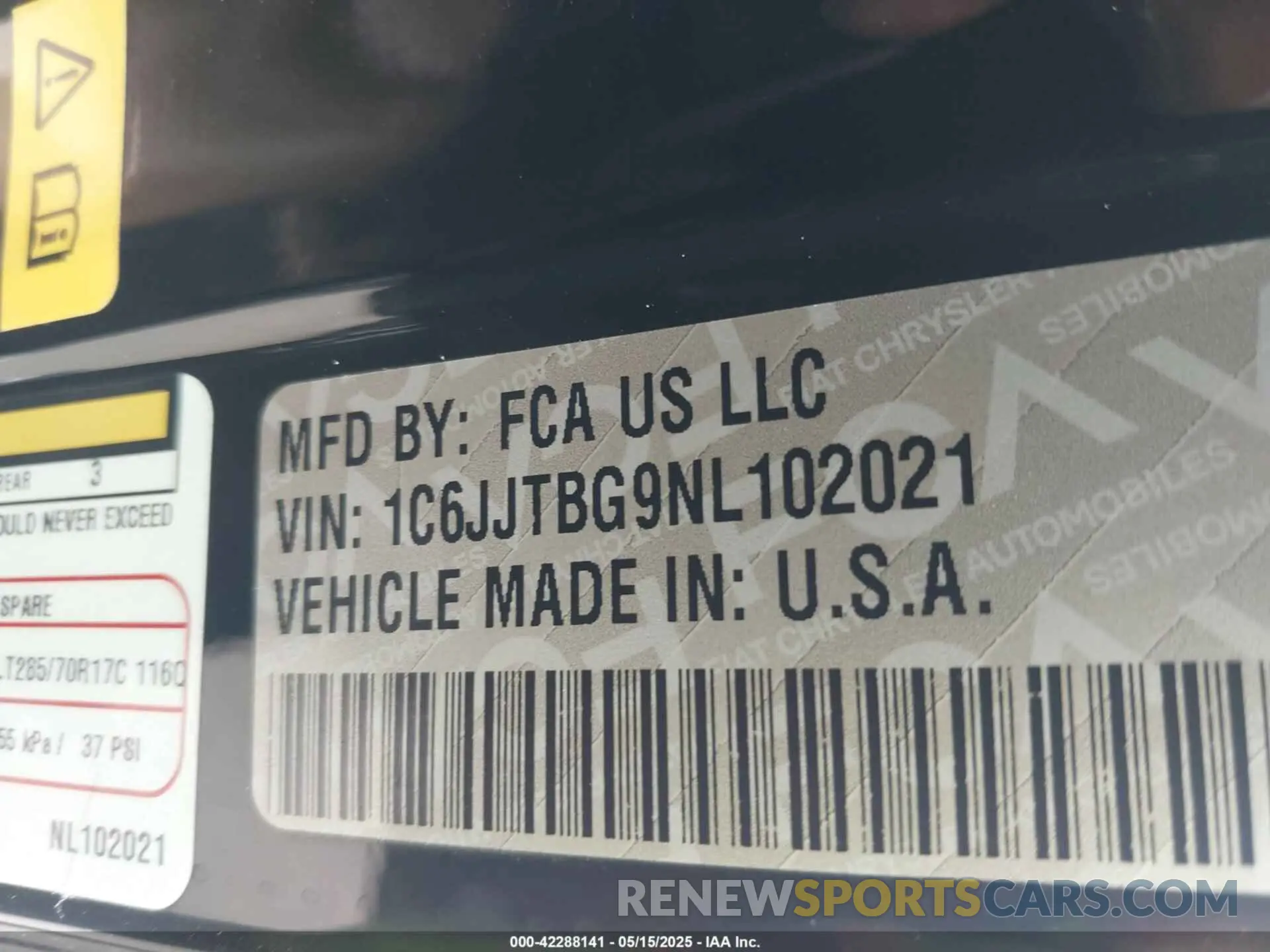 9 Photograph of a damaged car 1C6JJTBG9NL102021 JEEP GLADIATOR 2022