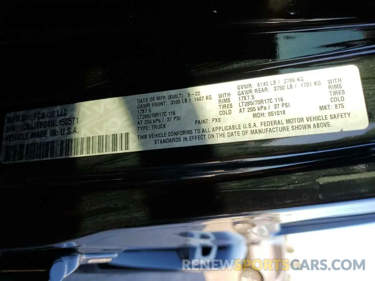 12 Photograph of a damaged car 1C6JJTEG4NL150571 JEEP GLADIATOR 2022