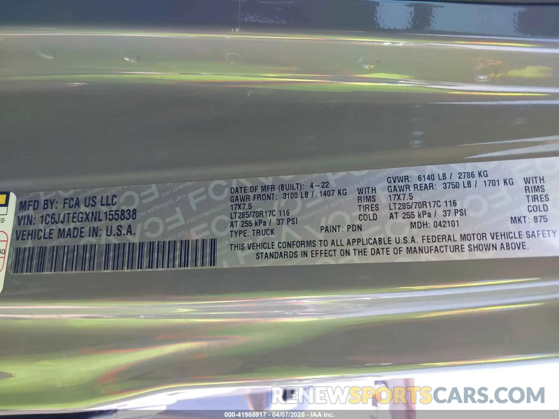 9 Photograph of a damaged car 1C6JJTEGXNL155838 JEEP GLADIATOR 2022
