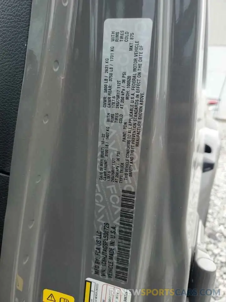 13 Photograph of a damaged car 1C6HJTAG9PL506729 JEEP GLADIATOR 2023