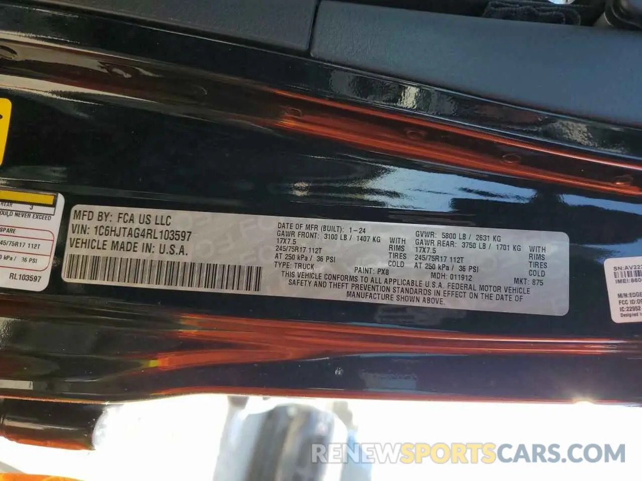 14 Photograph of a damaged car 1C6HJTAG4RL103597 JEEP GLADIATOR 2024