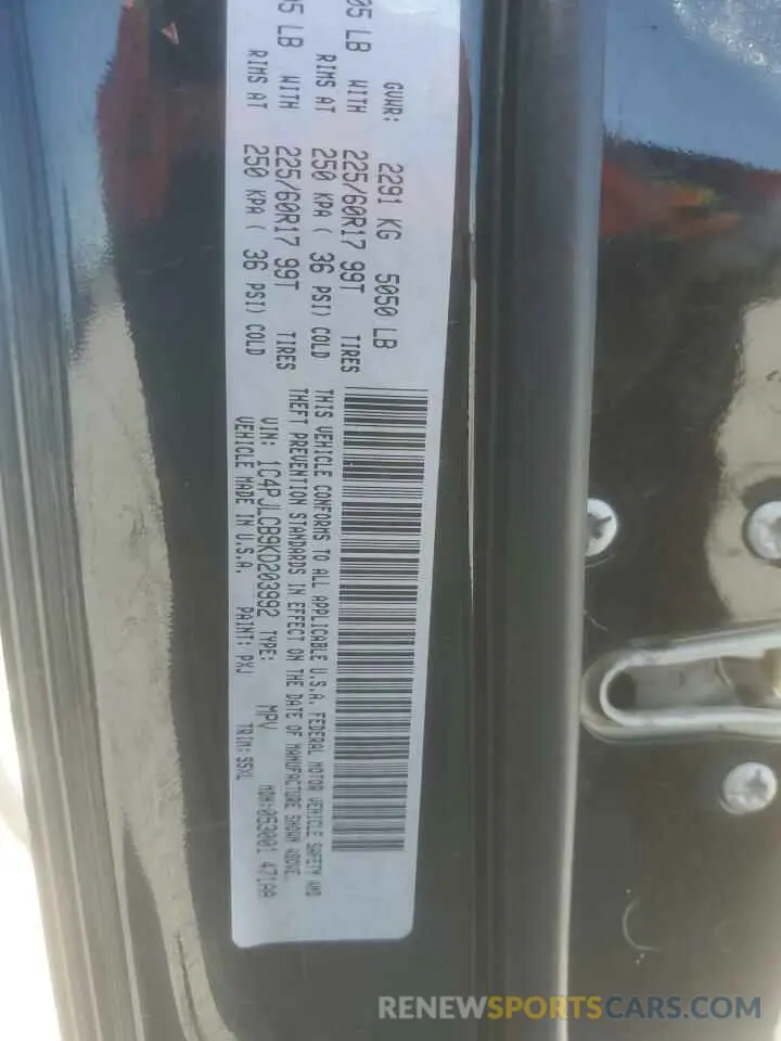 12 Photograph of a damaged car 1C4PJLCB9KD203992 JEEP GRAND CHER 2019