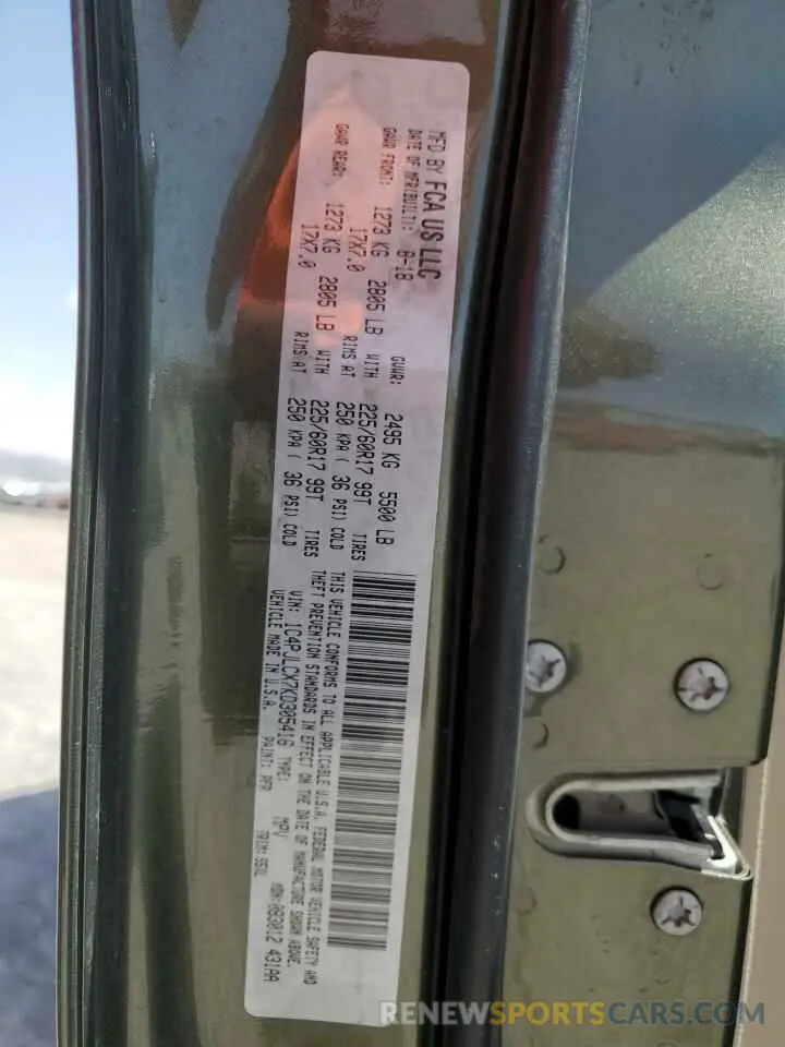 12 Photograph of a damaged car 1C4PJLCX7KD305416 JEEP GRAND CHER 2019