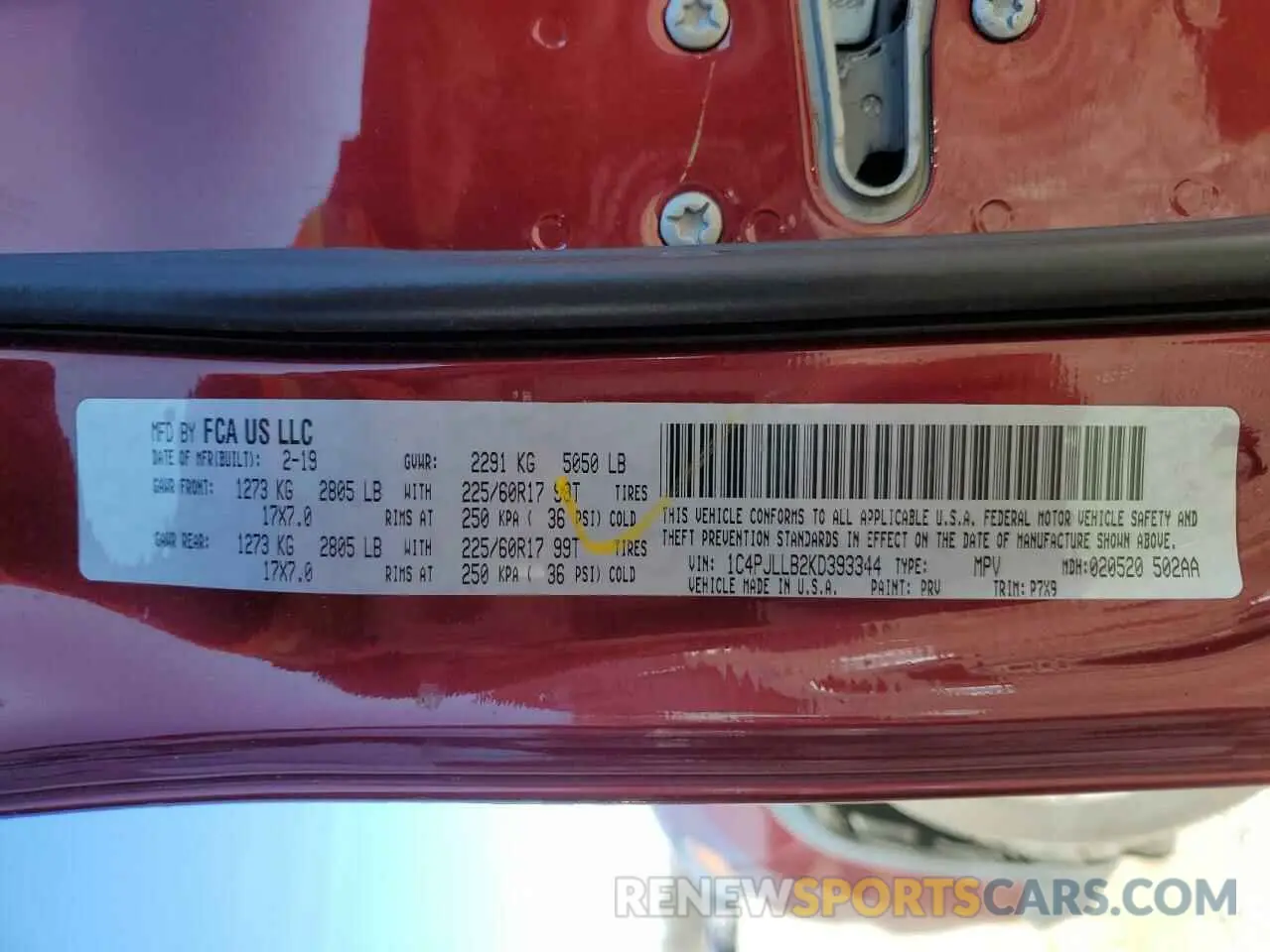 15 Photograph of a damaged car 1C4PJLLB2KD393344 JEEP GRAND CHER 2019