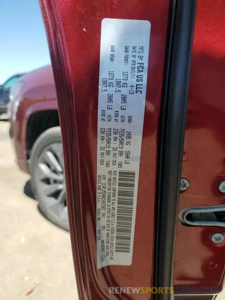 13 Photograph of a damaged car 1C4PJMDN0KD437307 JEEP GRAND CHER 2019