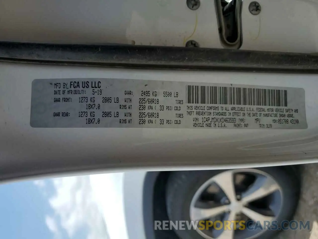 13 Photograph of a damaged car 1C4PJMDX1KD463593 JEEP GRAND CHER 2019