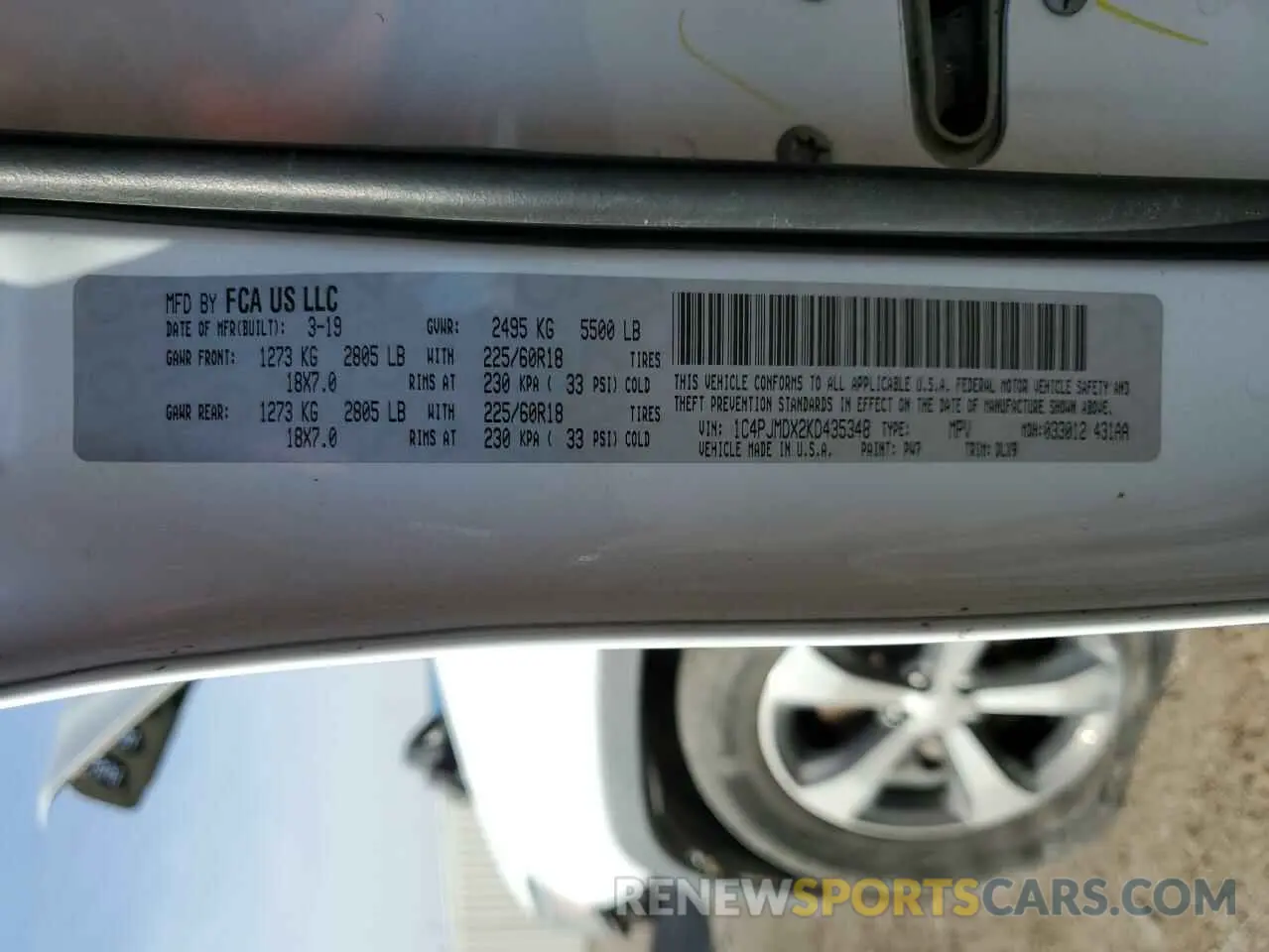 14 Photograph of a damaged car 1C4PJMDX2KD435348 JEEP GRAND CHER 2019