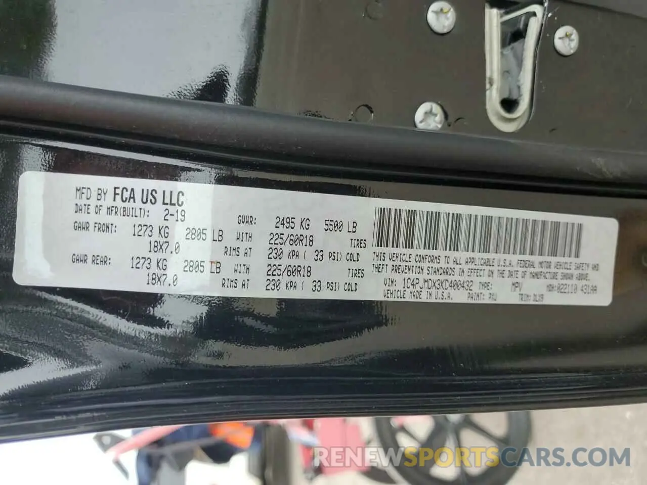 13 Photograph of a damaged car 1C4PJMDX3KD400432 JEEP GRAND CHER 2019