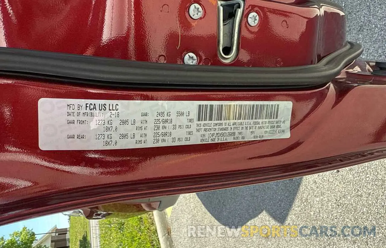 10 Photograph of a damaged car 1C4PJMDX5KD126098 JEEP GRAND CHER 2019