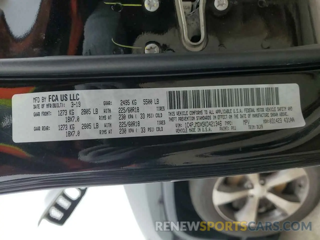 13 Photograph of a damaged car 1C4PJMDX5KD421346 JEEP GRAND CHER 2019