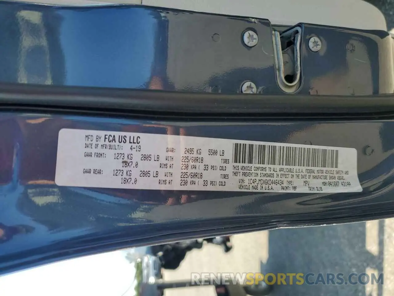 15 Photograph of a damaged car 1C4PJMDX6KD446434 JEEP GRAND CHER 2019