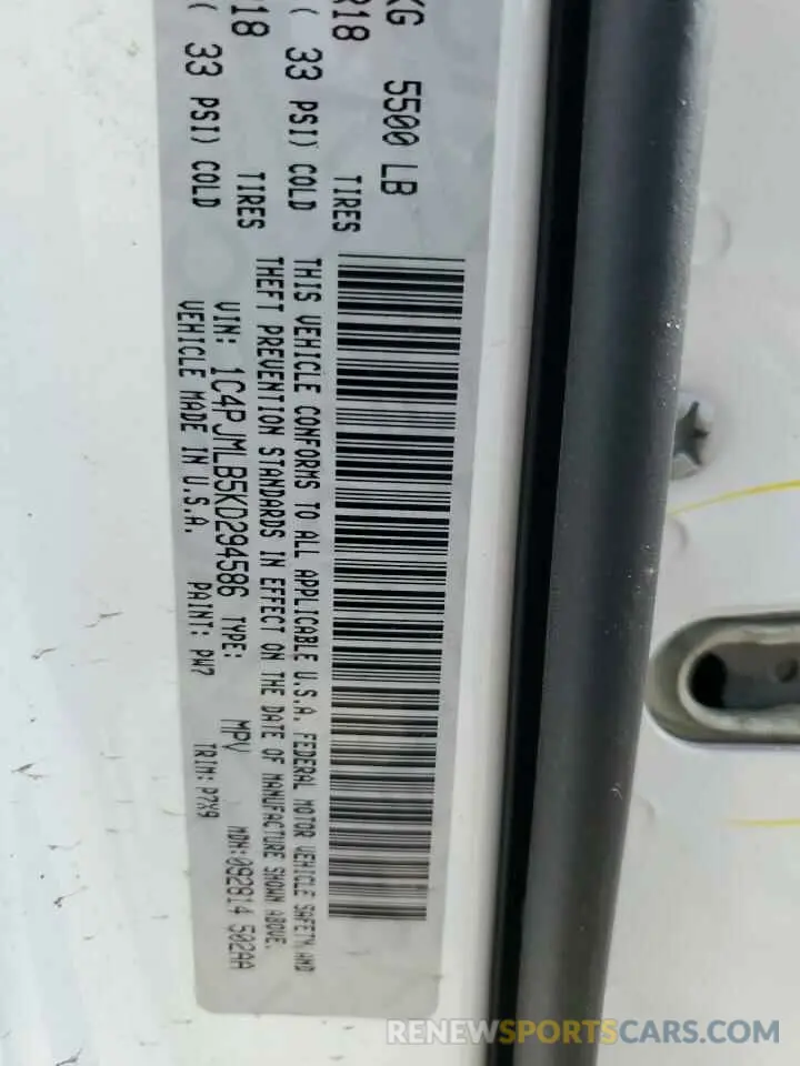 13 Photograph of a damaged car 1C4PJMLB5KD294586 JEEP GRAND CHER 2019