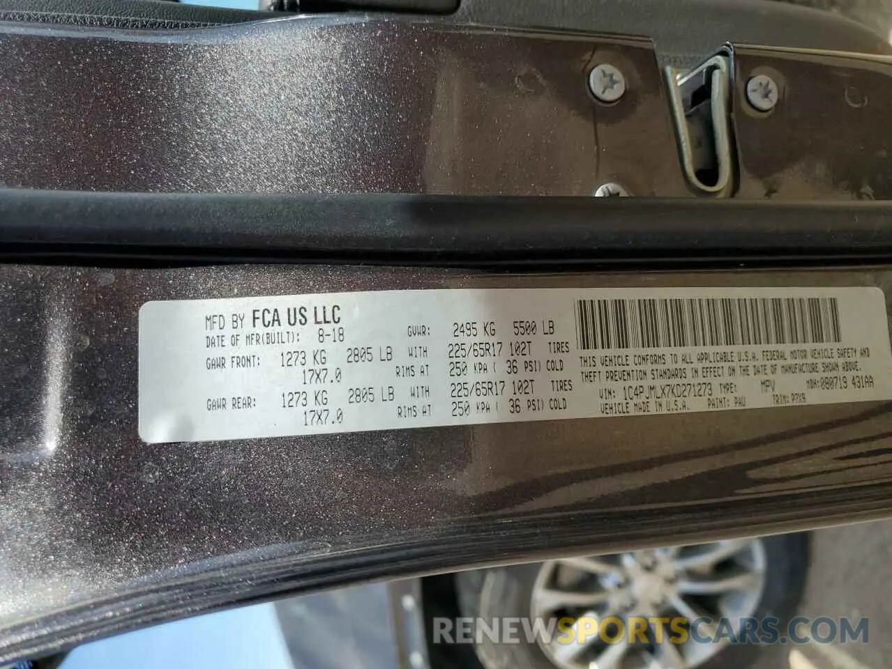 13 Photograph of a damaged car 1C4PJMLX7KD271273 JEEP GRAND CHER 2019