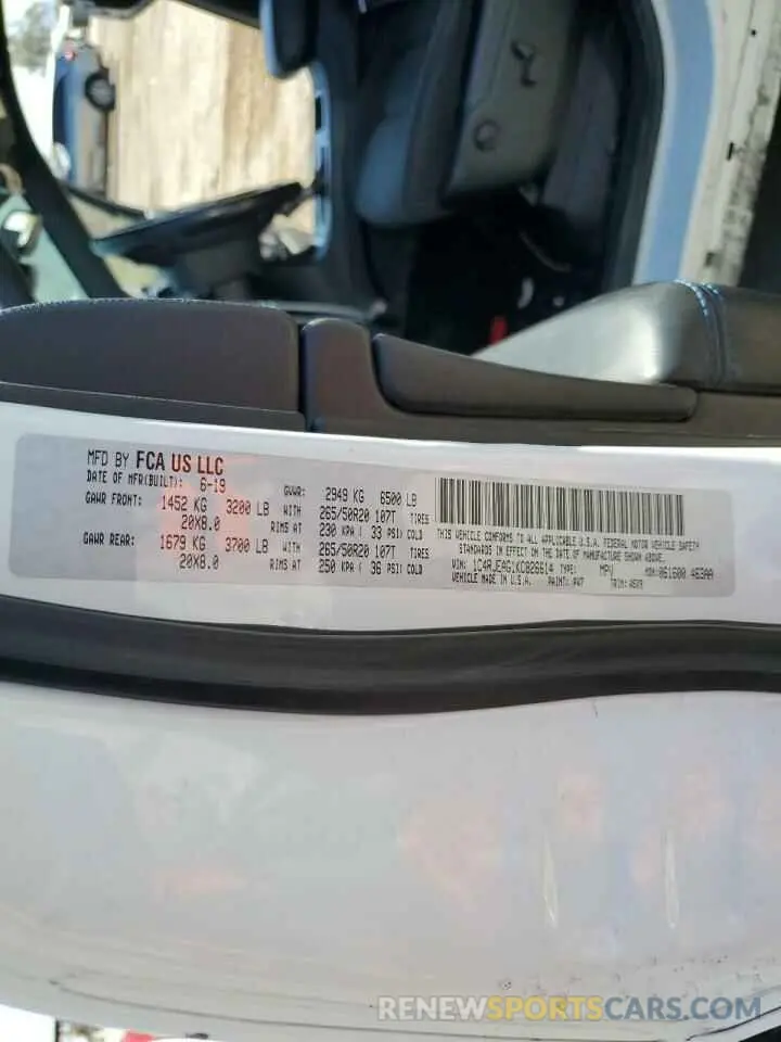 13 Photograph of a damaged car 1C4RJEAG1KC826614 JEEP GRAND CHER 2019