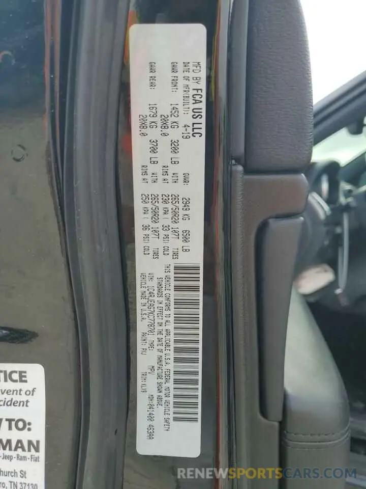 14 Photograph of a damaged car 1C4RJEAG7KC778701 JEEP GRAND CHER 2019