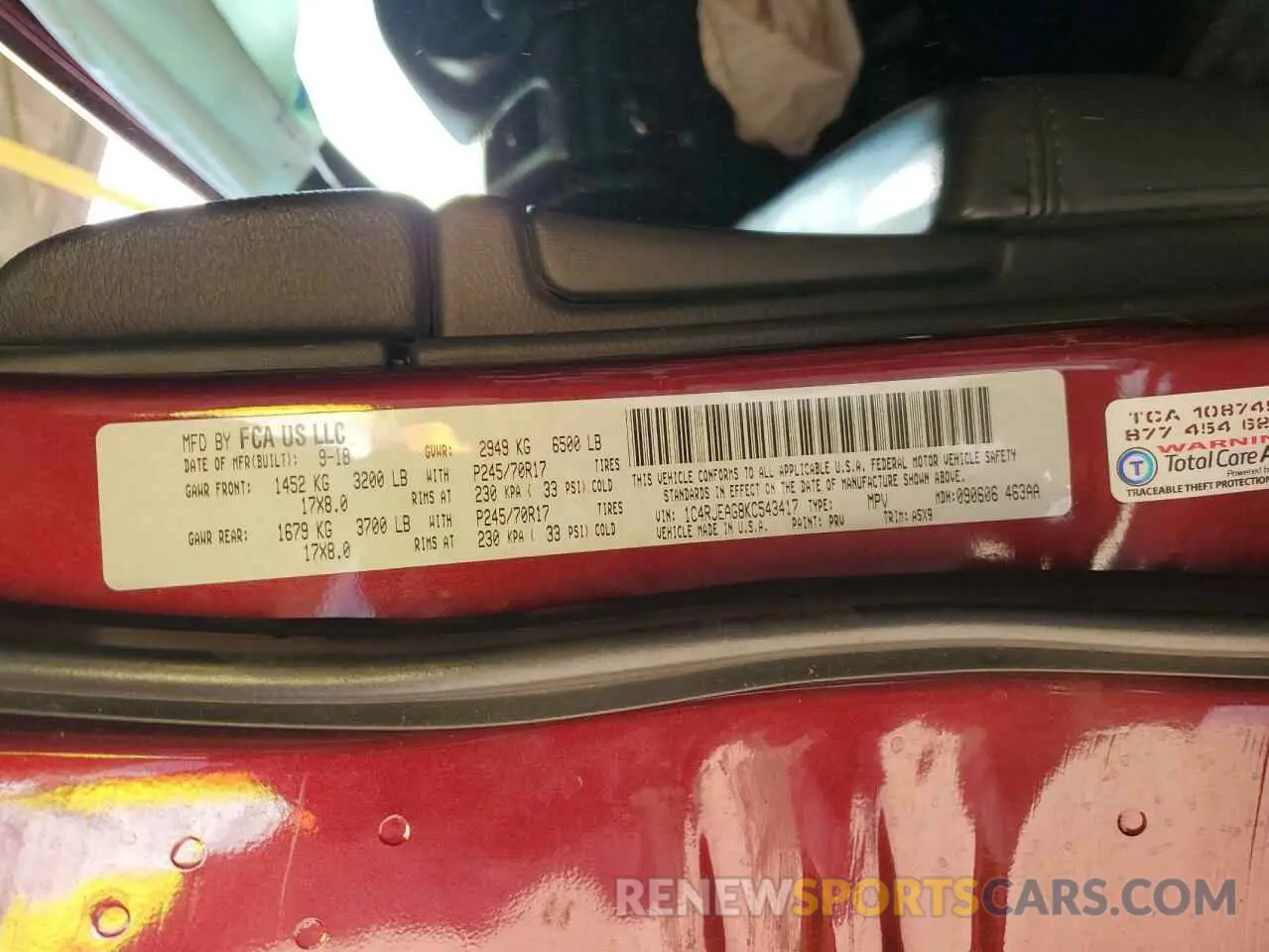 14 Photograph of a damaged car 1C4RJEAG8KC543417 JEEP GRAND CHER 2019